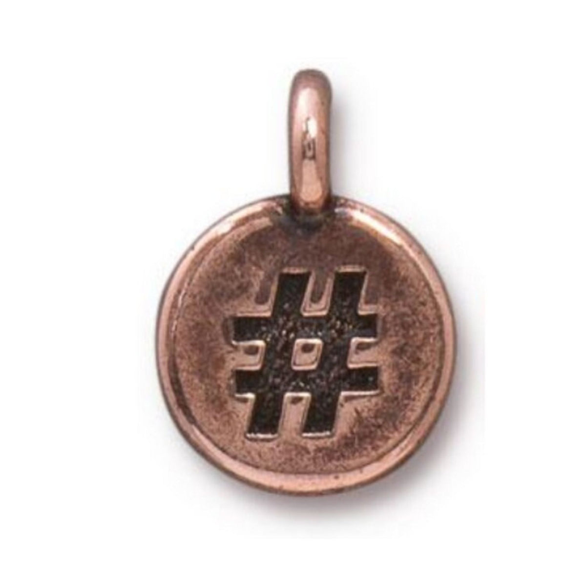 TierraCast Hashtag Charm, Antique Copper