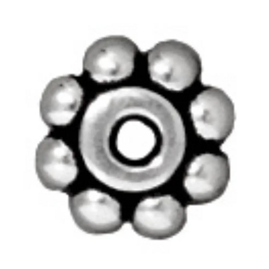 TierraCast 6mm Beaded Heishi Orn Spacer Bead, Antique Silver