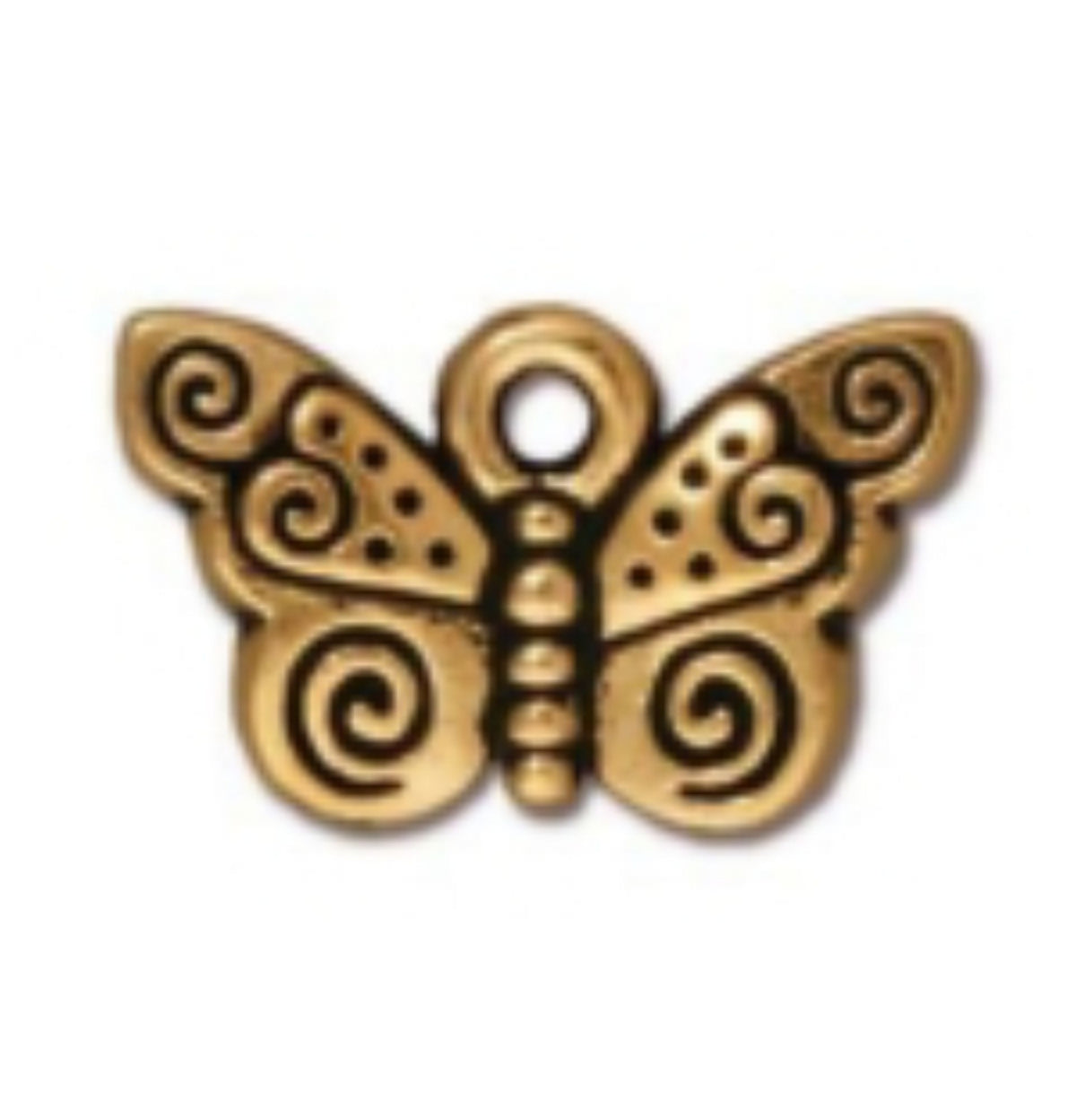 TierraCast Spiral Butterfly Charm, Antique Gold