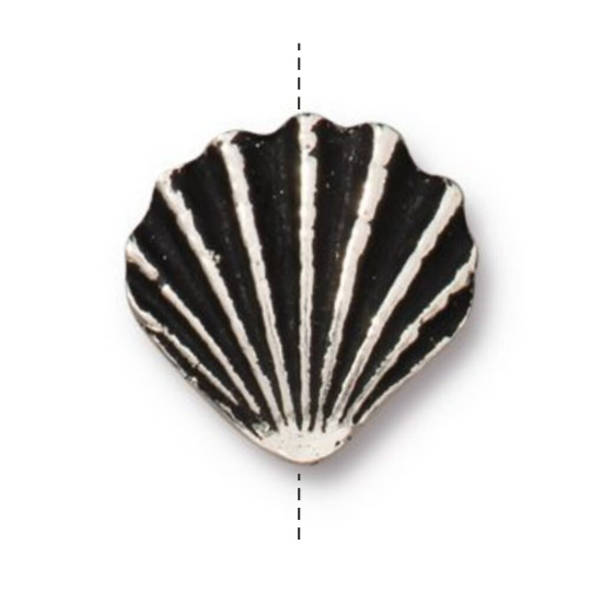 TierraCast Large Shell Bead, Antique Silver