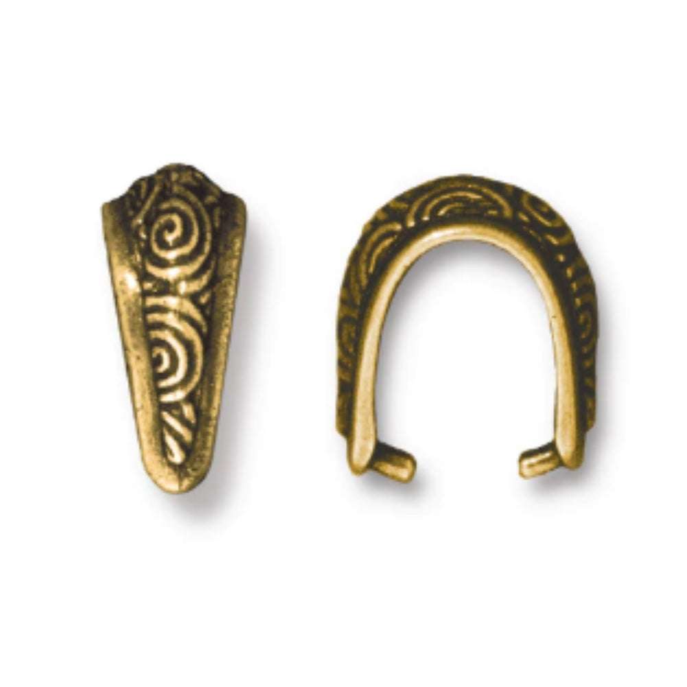 TierraCast Small Spiral Pinch Bail, Antique Gold