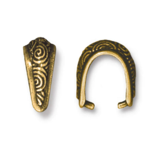 TierraCast Small Spiral Pinch Bail, Antique Gold