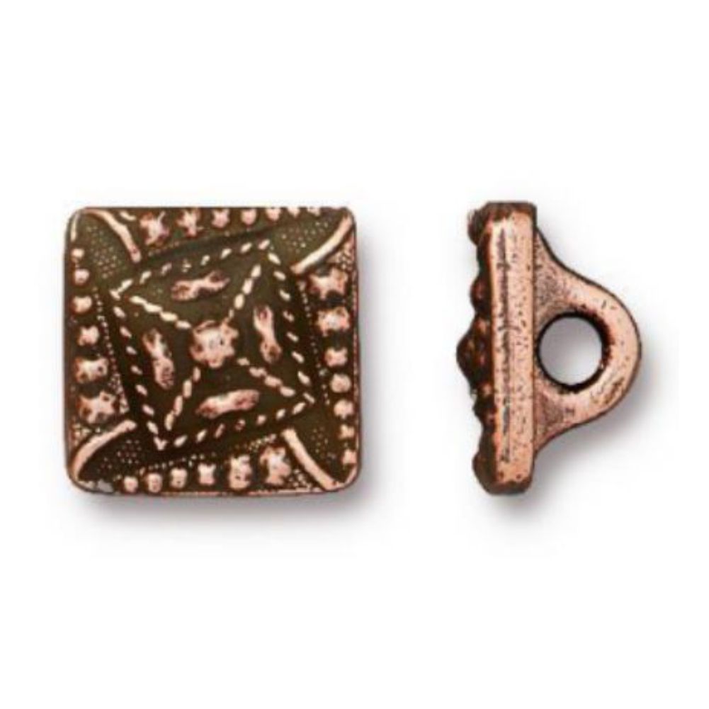Czech Square Button, TierraCast Antique Copper