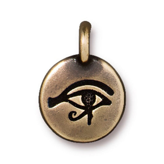 TierraCast Eye of Horus Charm, Brass Ox