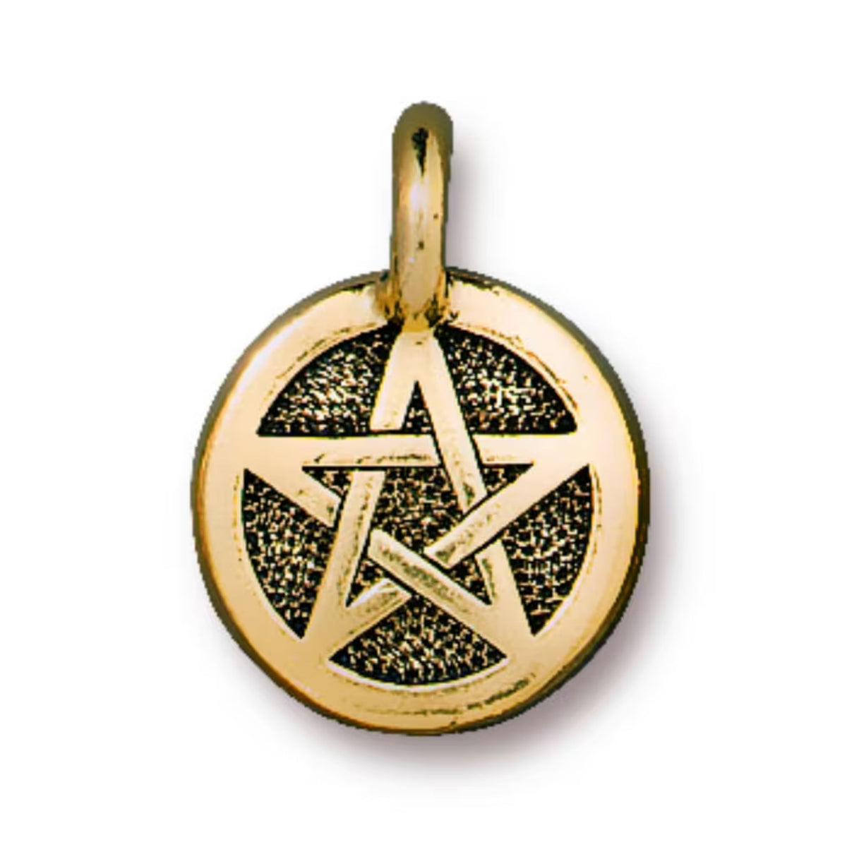 TierraCast Pentagram Charm, Antique Gold