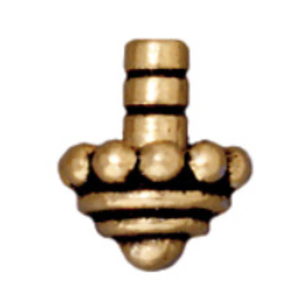 TierraCast Beaded Glue-On Cap, Antique Gold