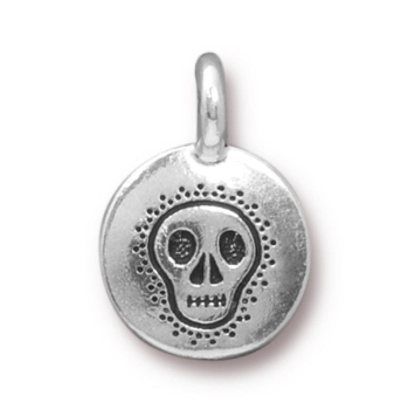 TierraCast Skull Charm, Antique Silver
