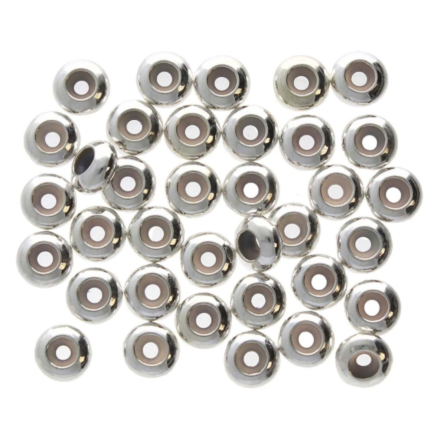 6mm Silicone Stopper Bead, Silver Plate (36/pkg.)