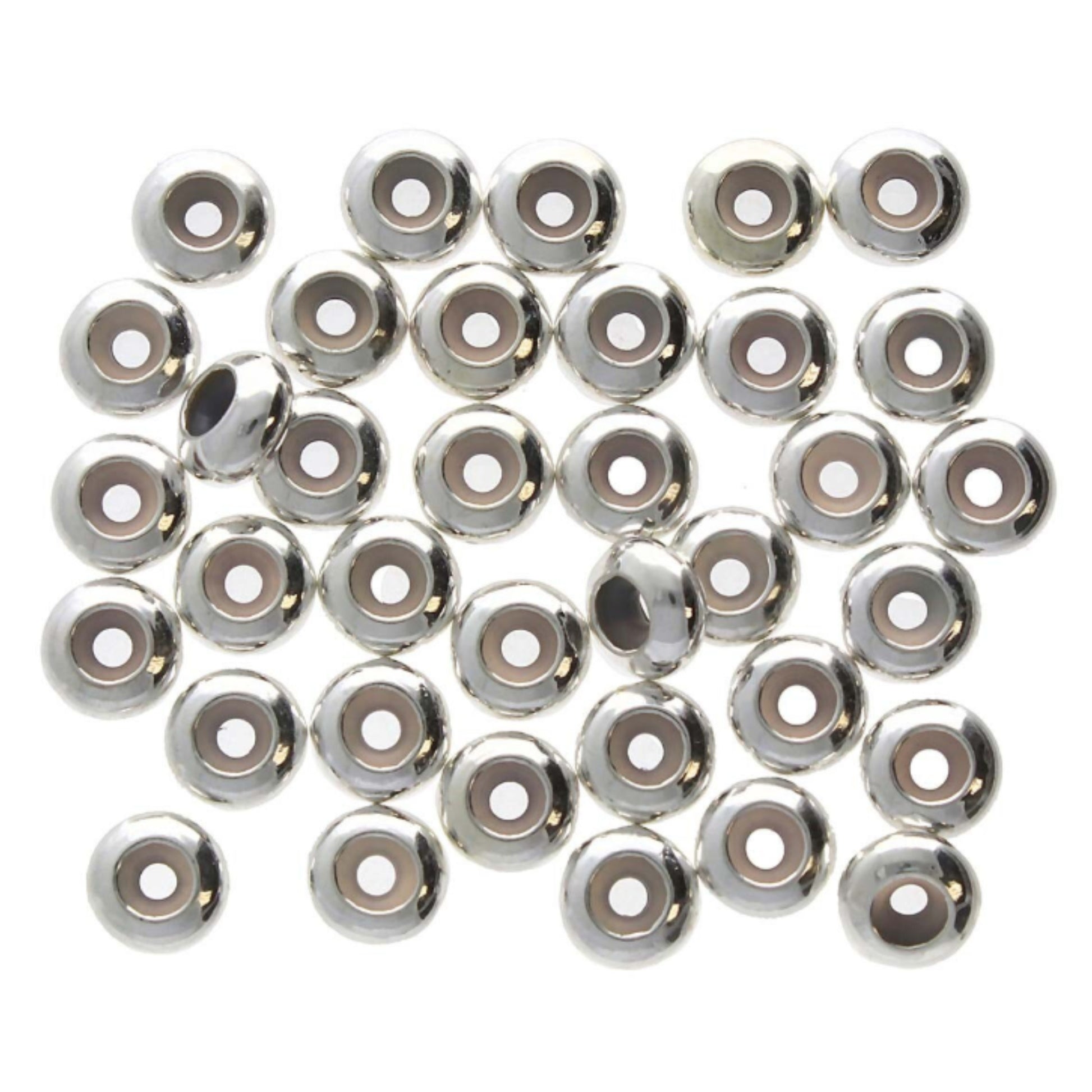 6mm Silicone Stopper Bead, Silver Plate (36/pkg.)