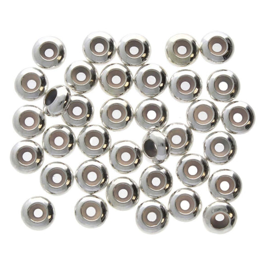 6mm Silicone Stopper Bead, Silver Plate (36/pkg.)
