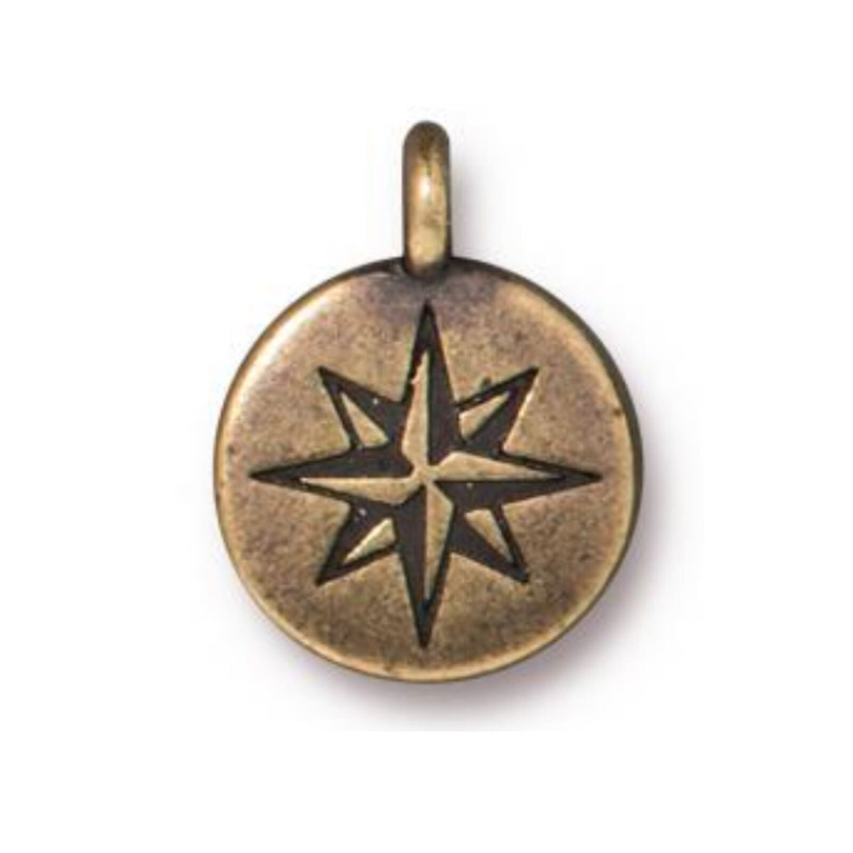 TierraCast Mini North Star Charm, Brass Ox