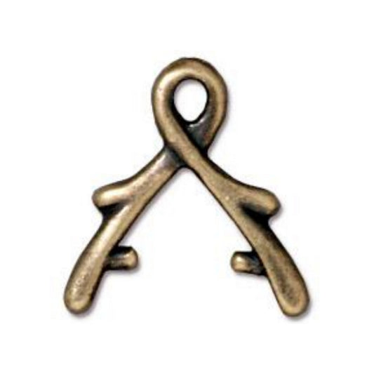 TierraCast 8mm Vine Briolette Pinch Bail, Brass Ox