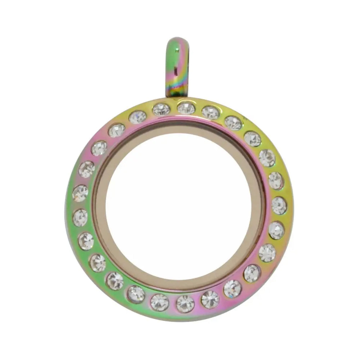 20mm Twist Multicolor Stainless Steel Floating Locket with Crystals
