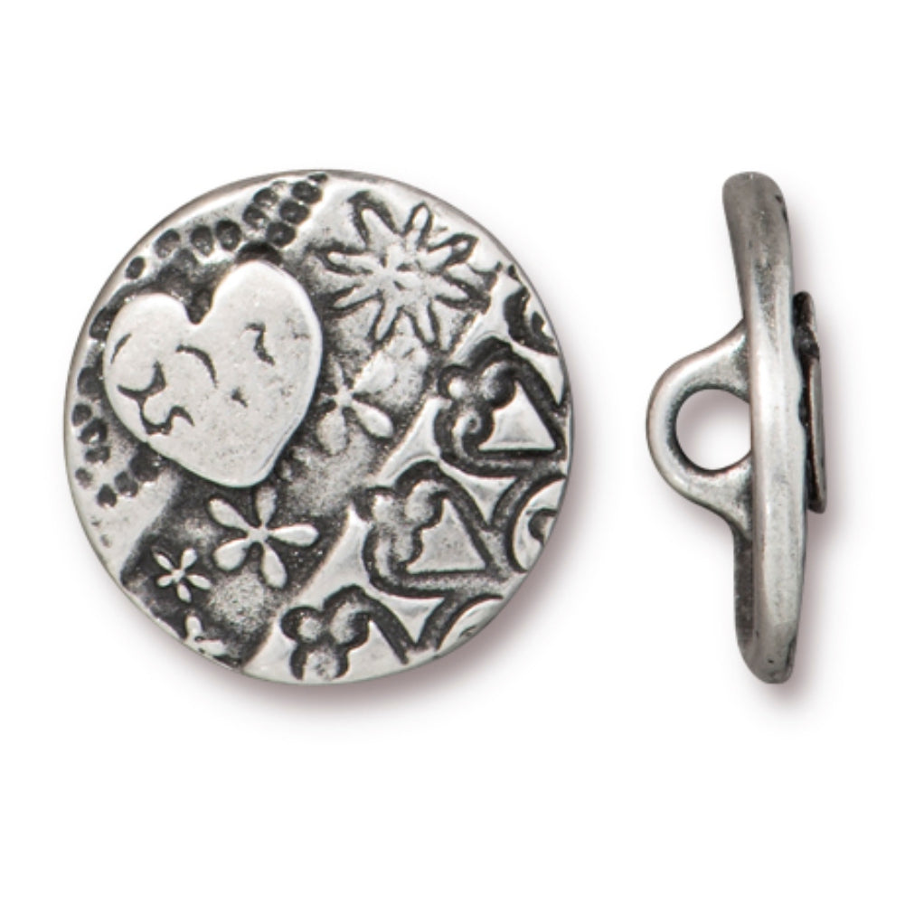 TierraCast AMOR Round Button, Antique Pewter