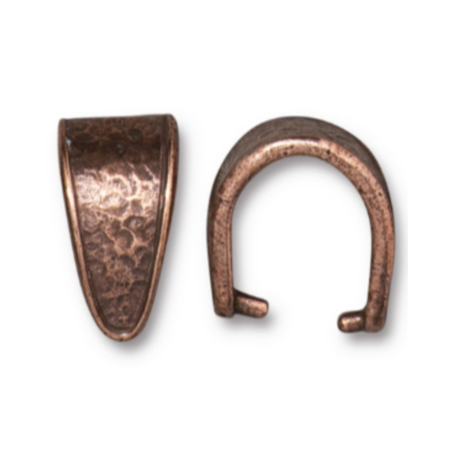TierraCast 15mm Hammertone Pinch Bail, Antique Copper
