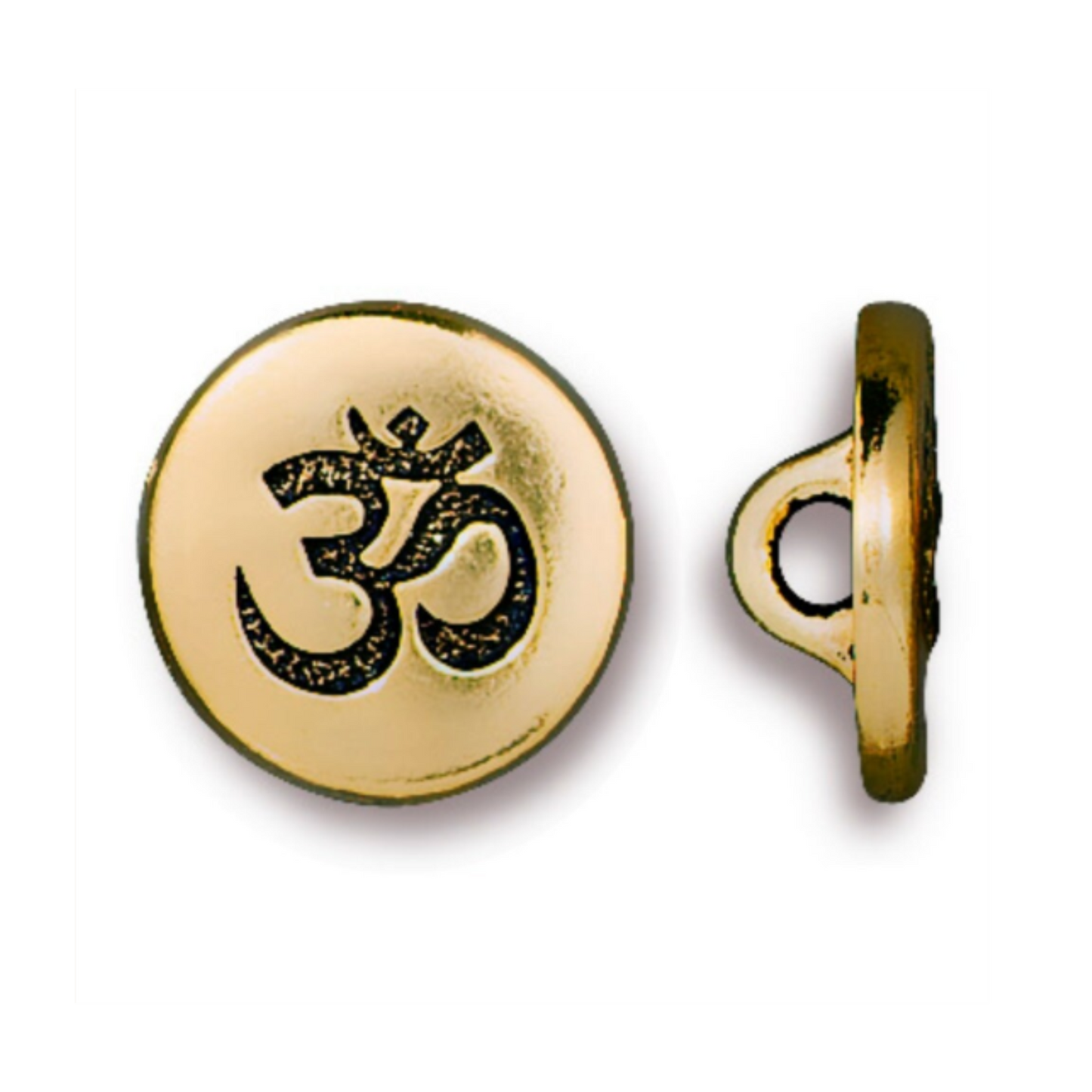 TierraCast Small Om Button, Antique Gold