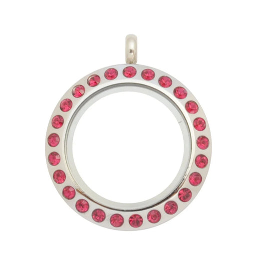 20mm Ruby Crystal Twist Stainless Steel Floating Locket