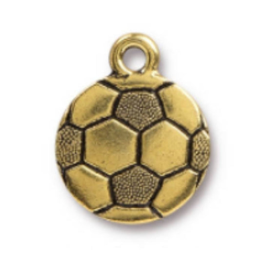 TierraCast Soccer Ball Charm, Antique Gold