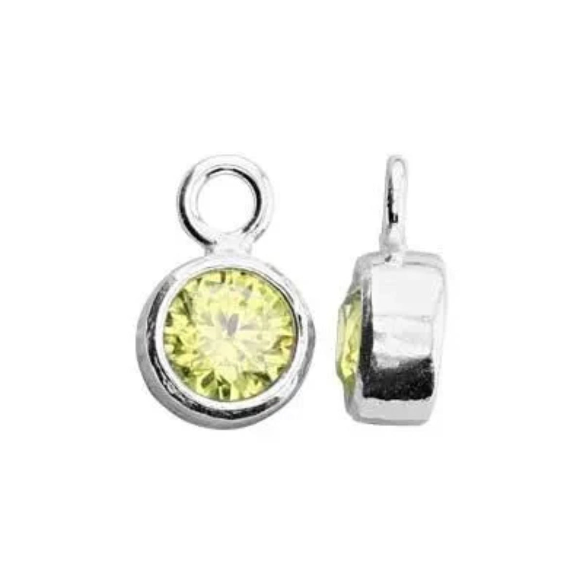 August Birthstone Charm, CZ with Sterling Silver Bezel