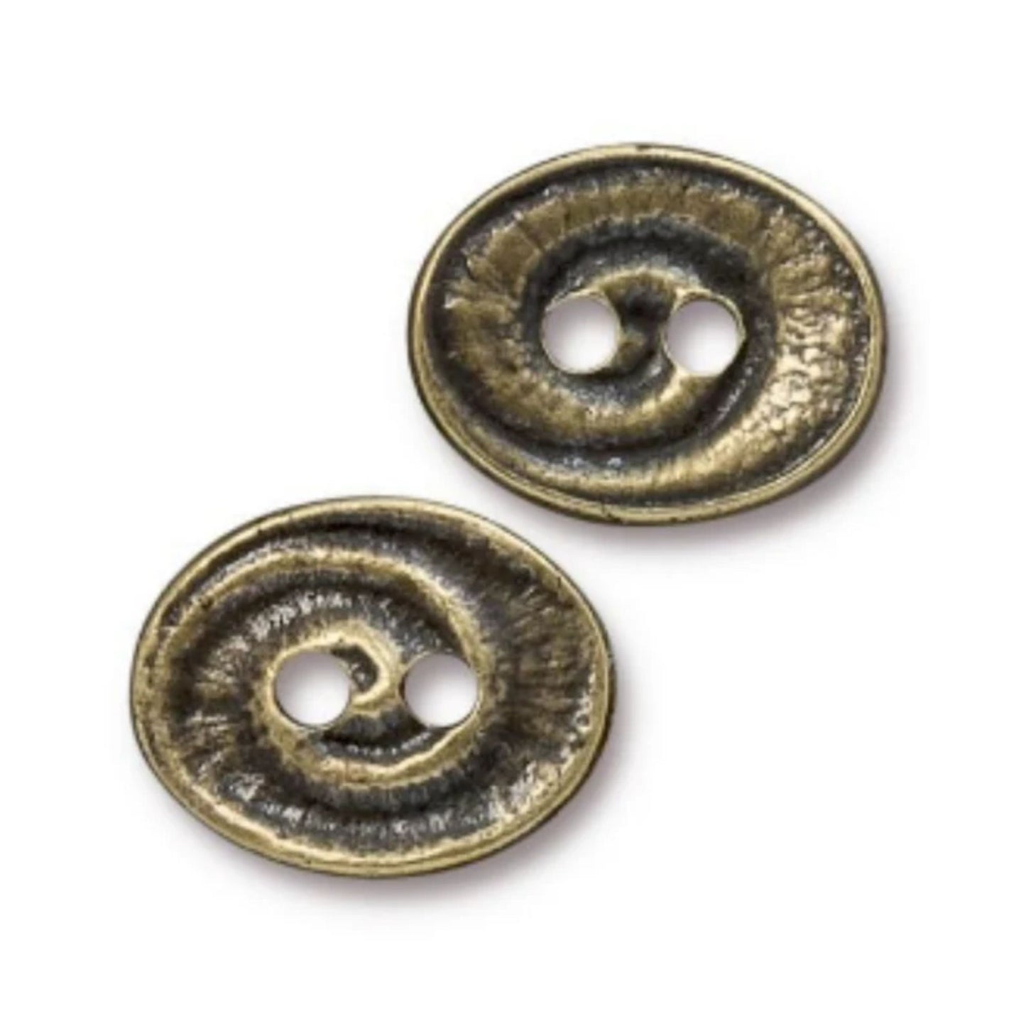 TierraCast Oval Swirl Button, Brass Ox