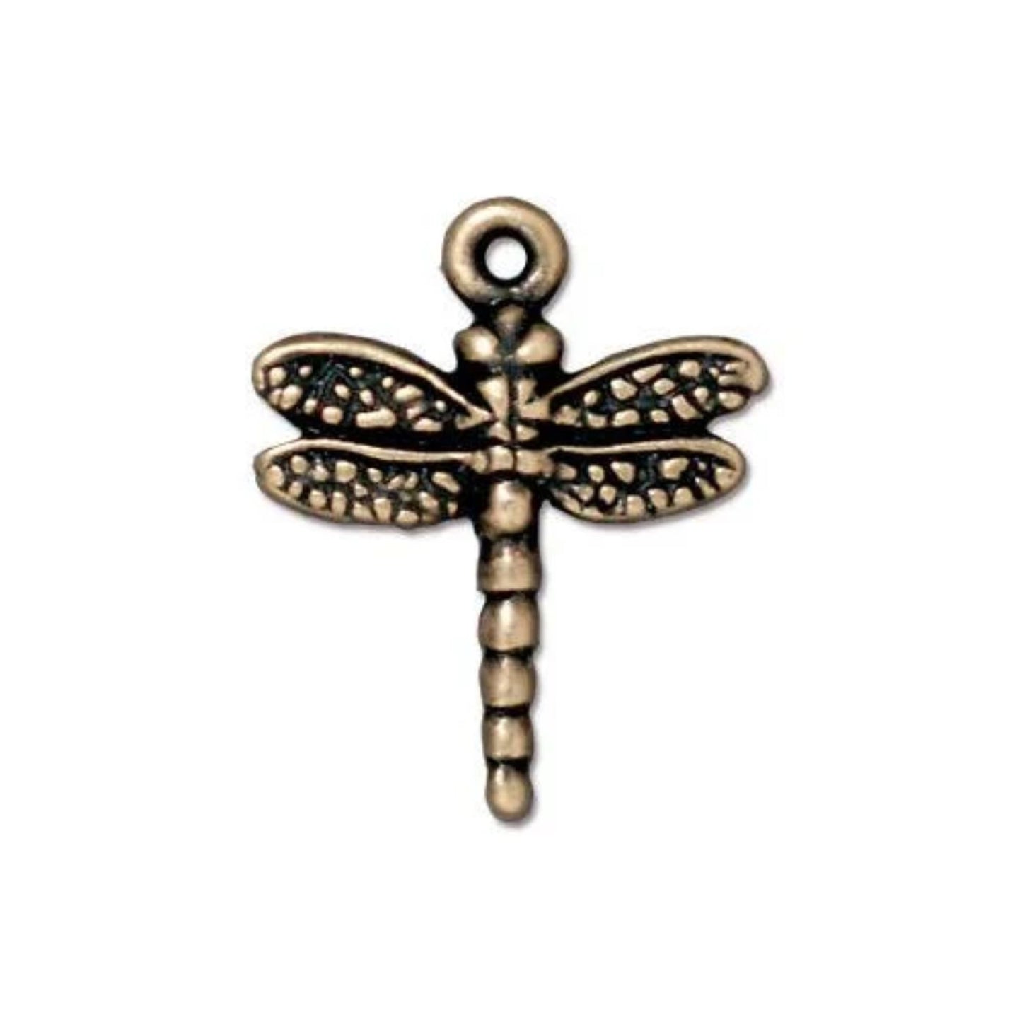 TierraCast Dragonfly Charm, Brass Ox