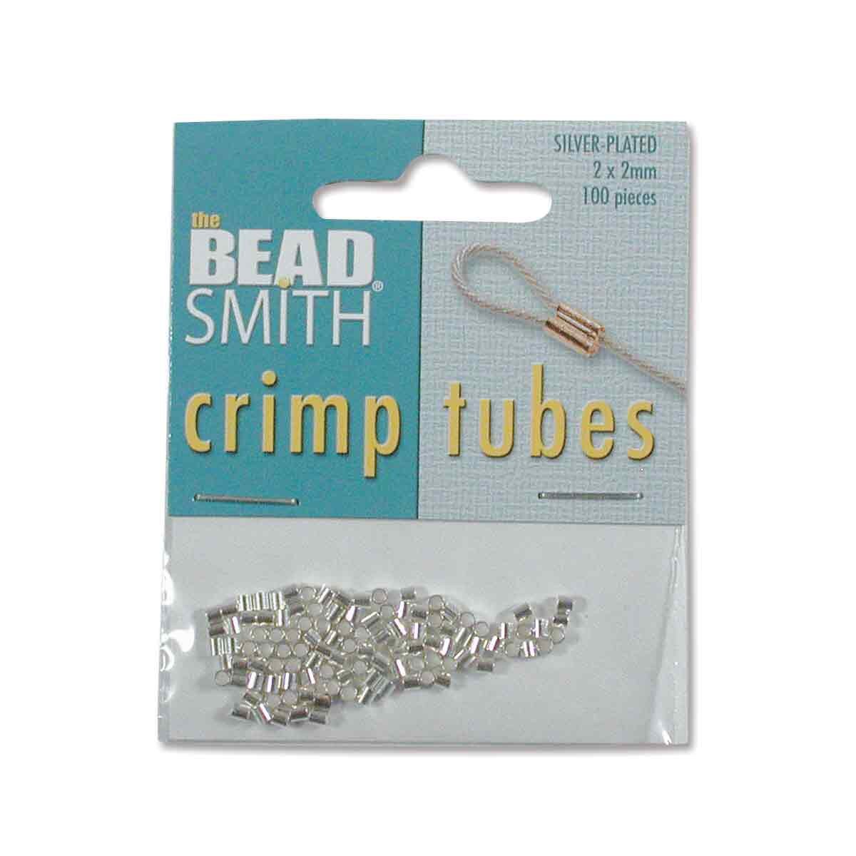 Beadsmith 2x2mm Crimp Tubes SILVER PLATE (100/pkg.)