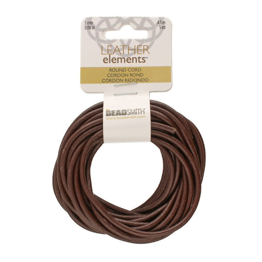 Beadsmith Brown Leather 3mm, 5 yd.