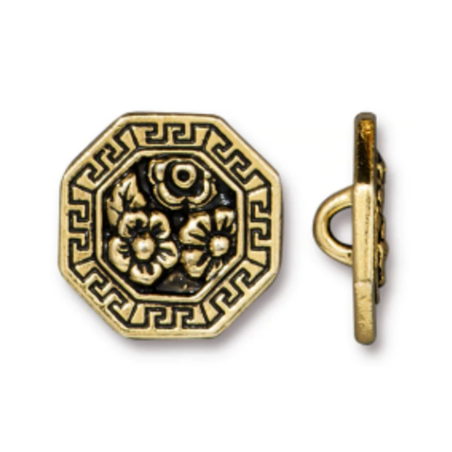 TierraCast Blossom Button, Antique Gold