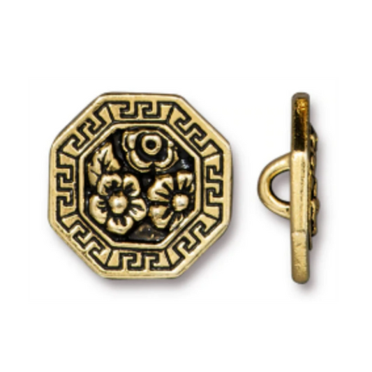 TierraCast Blossom Button, Antique Gold
