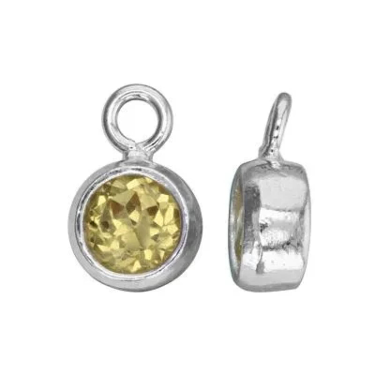 November Birthstone Charm, CZ with Sterling Silver Bezel