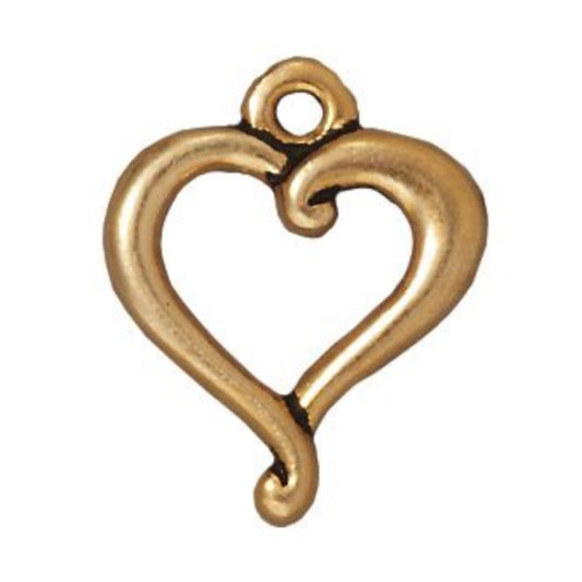 TierraCast Jubilee Heart Charm, Antique Gold