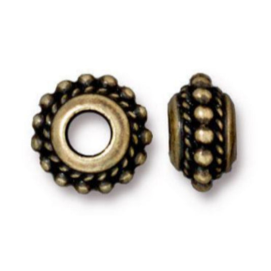 TierraCast Beaded Twist Euro Bead, Brass Ox