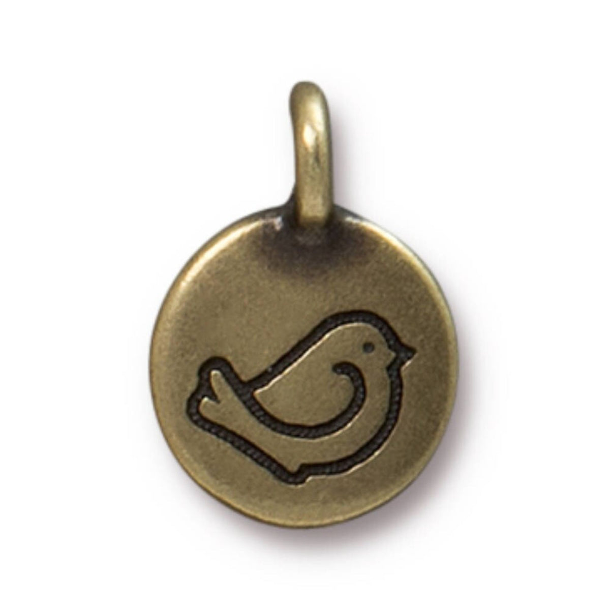 TierraCast Fat Bird Charm, Brass Ox
