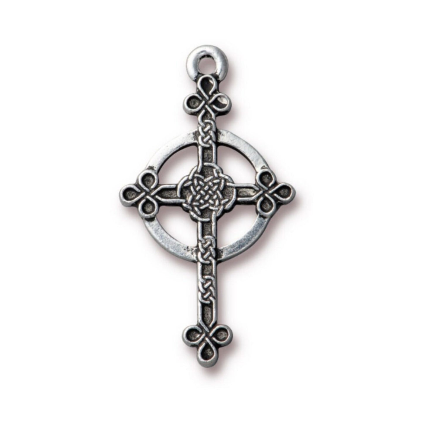 TierraCast Halo Celtic Cross Charm, Antique Silver