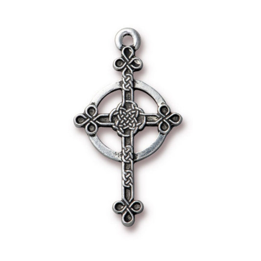 TierraCast Halo Celtic Cross Charm, Antique Silver
