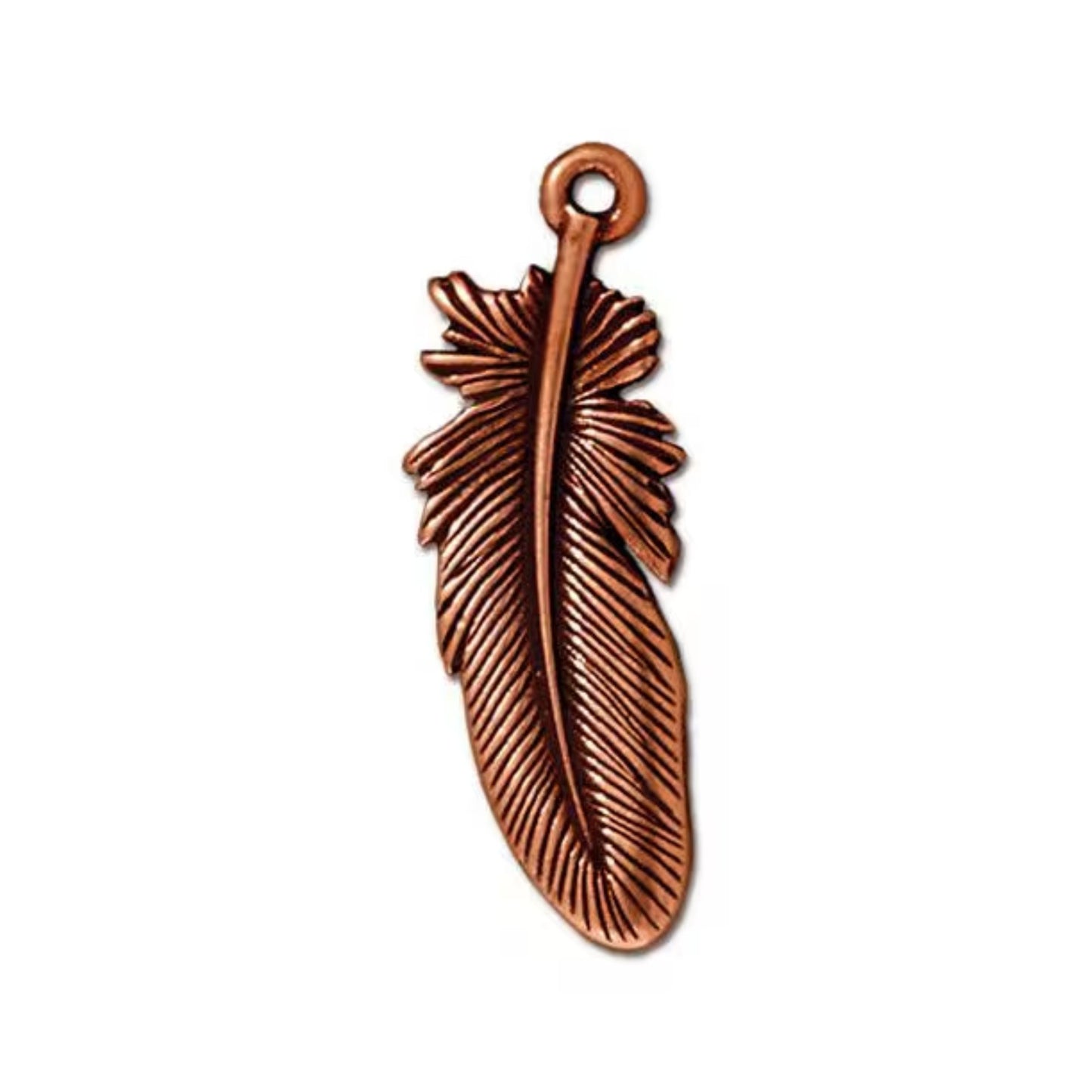 TierraCast Large Feather Charm, Antique Copper