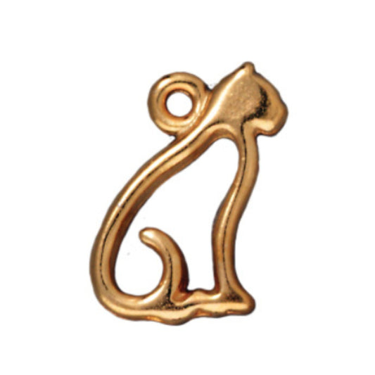 TierraCast Open Cat Charm, Bright Gold