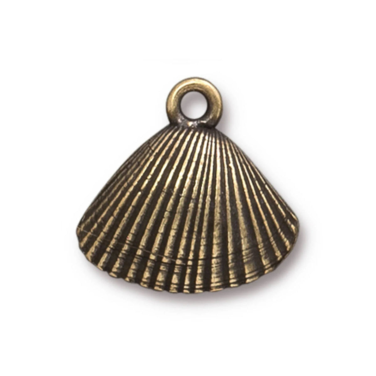 TierraCast Seashell Charm, Brass Ox