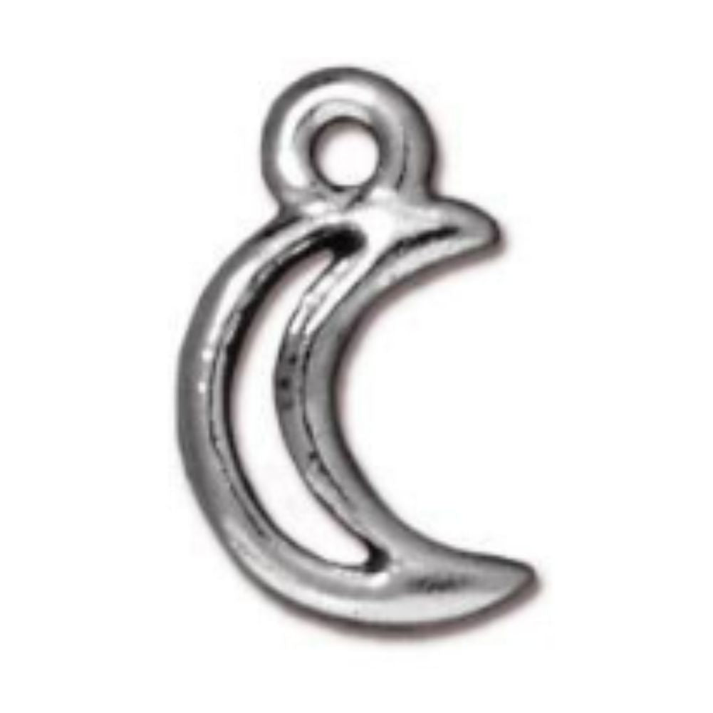 TierraCast Open Crescent Moon Charm, White Bronze
