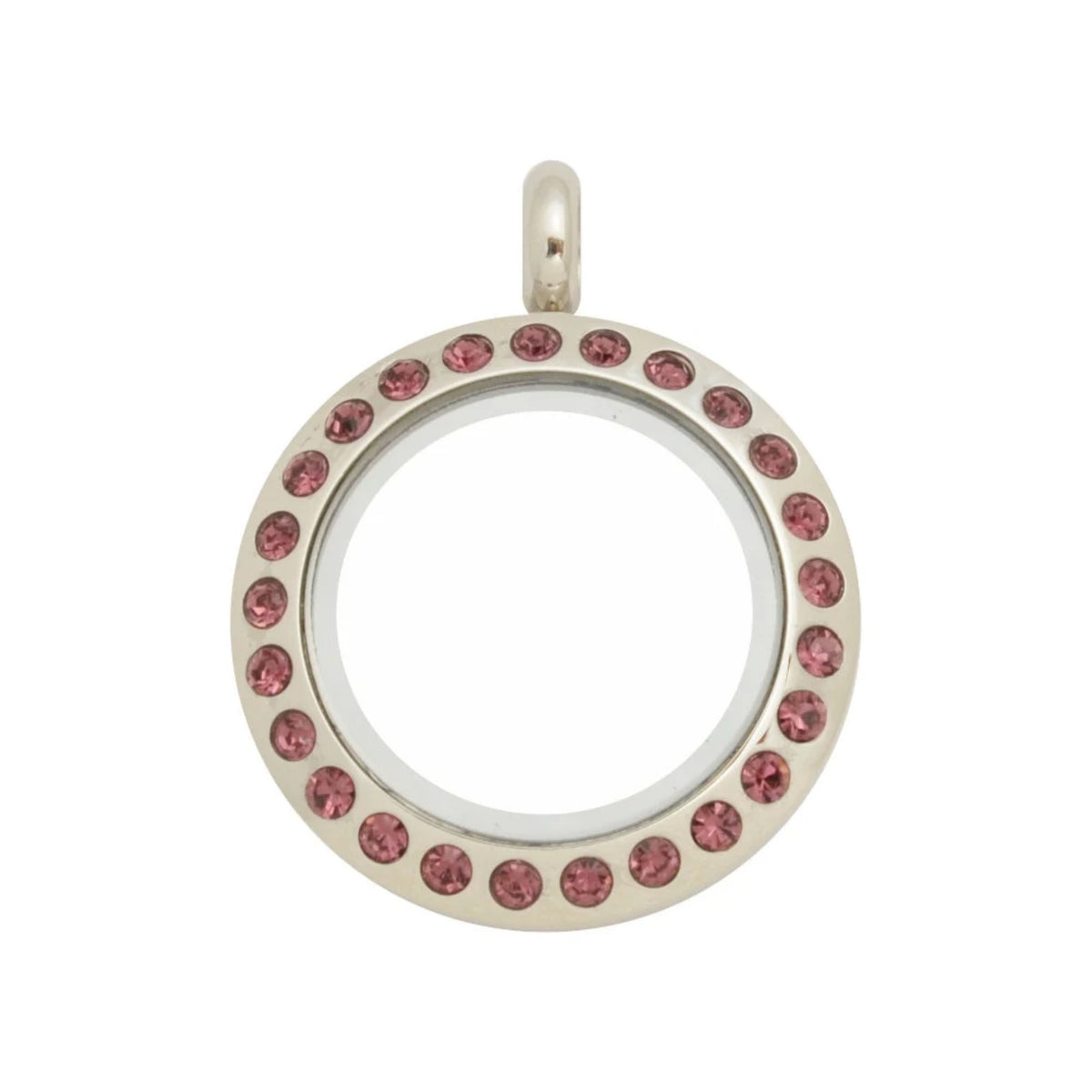 20mm Amethyst Crystal Twist Stainless Steel Floating Locket