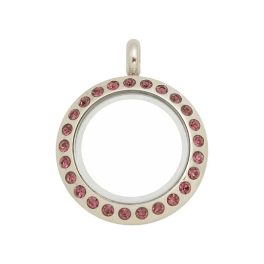 20mm Amethyst Crystal Twist Stainless Steel Floating Locket