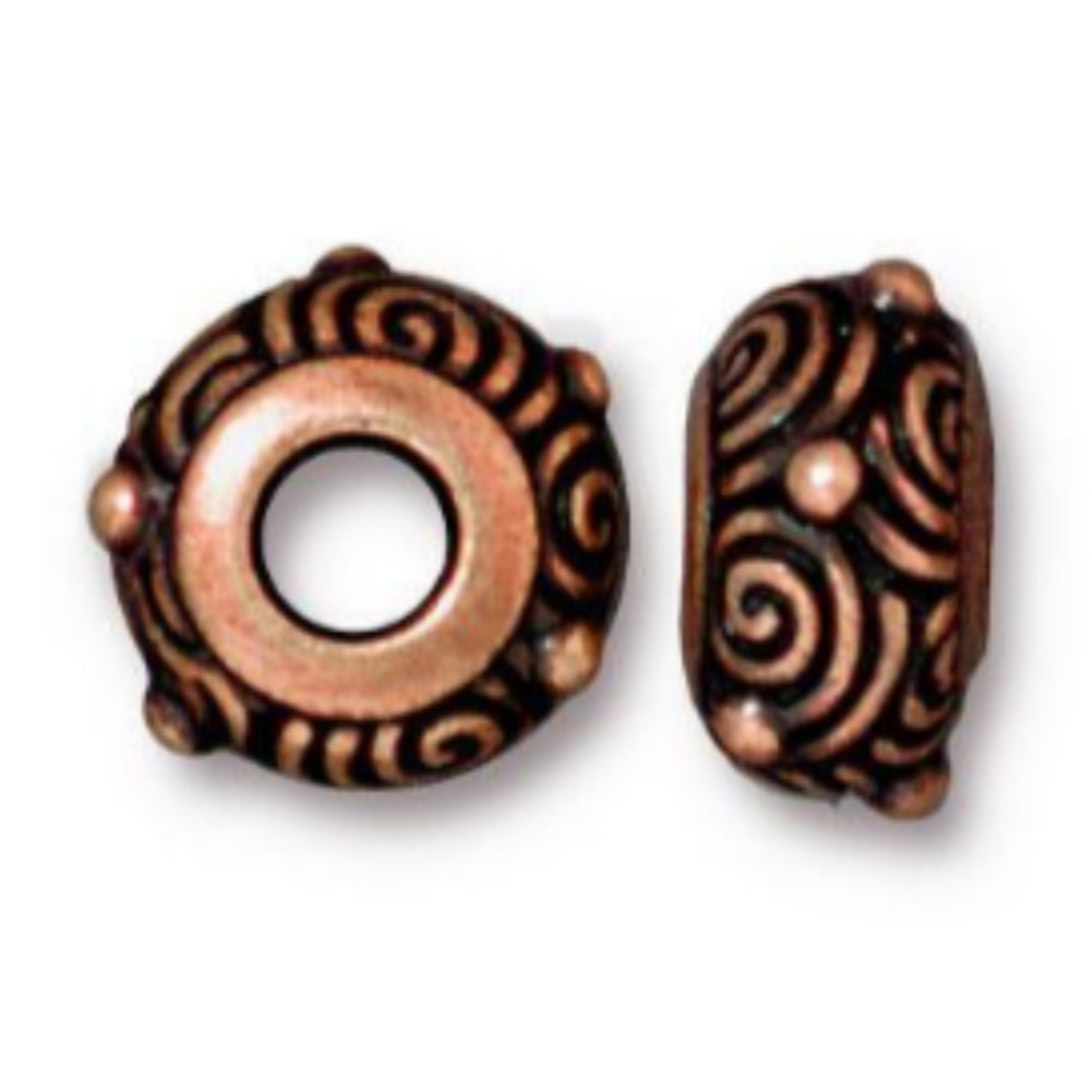 TierraCast Spiral Euro Bead, Antique Copper