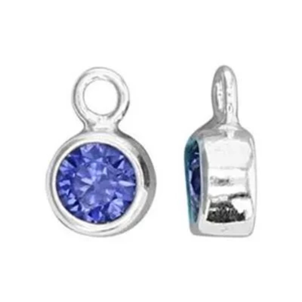 September Birthstone Charm, CZ with Sterling Silver Bezel