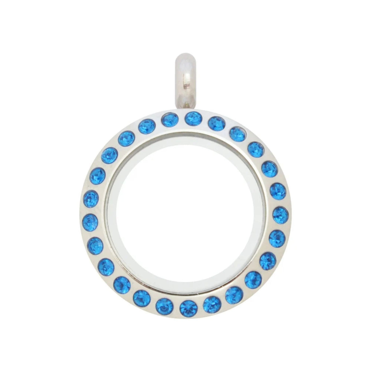 20mm Capri Blue Crystal Twist Stainless Steel Floating Locket