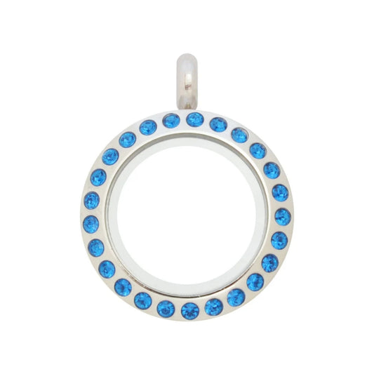 20mm Capri Blue Crystal Twist Stainless Steel Floating Locket
