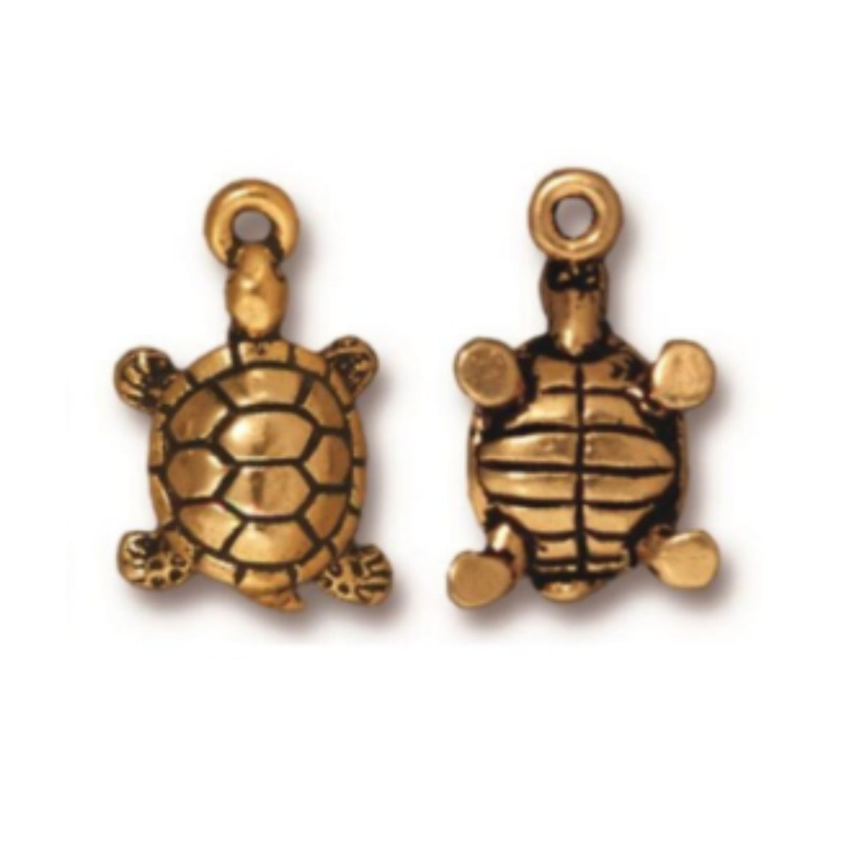 TierraCast Turtle Charm, Antique Gold