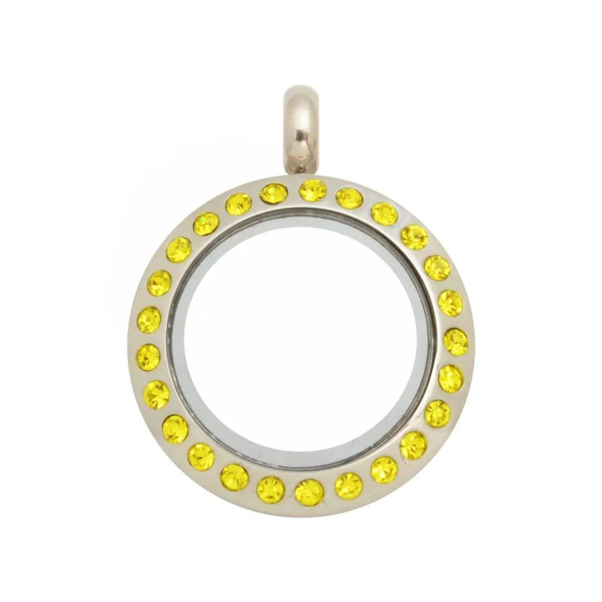 20mm Citrine Crystal Twist Stainless Steel Floating Locket