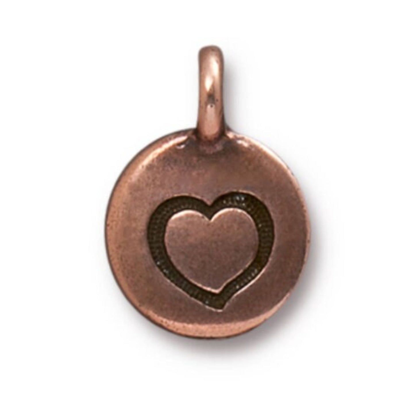 TierraCast Heart Charm, Antique Copper