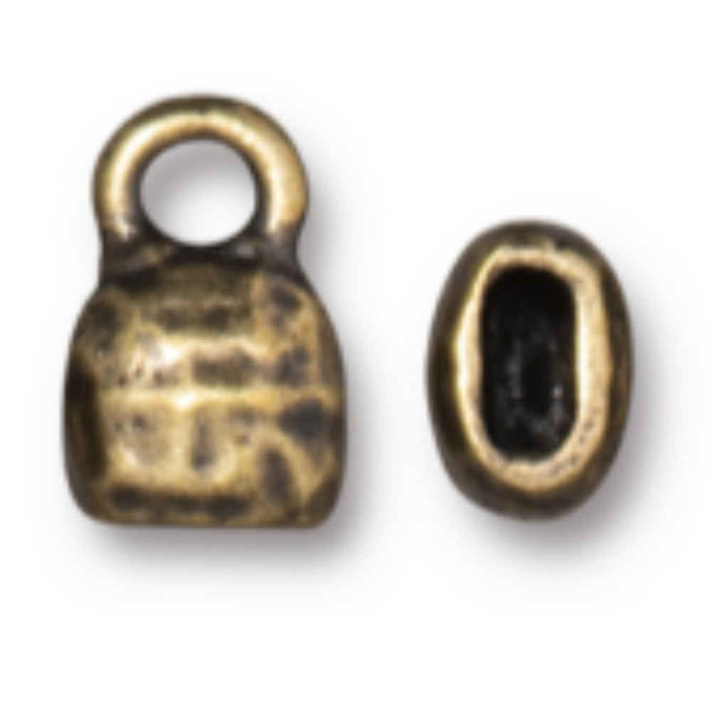 TierraCast 4x2mm DIstressed Crimp End Cap, Brass Ox