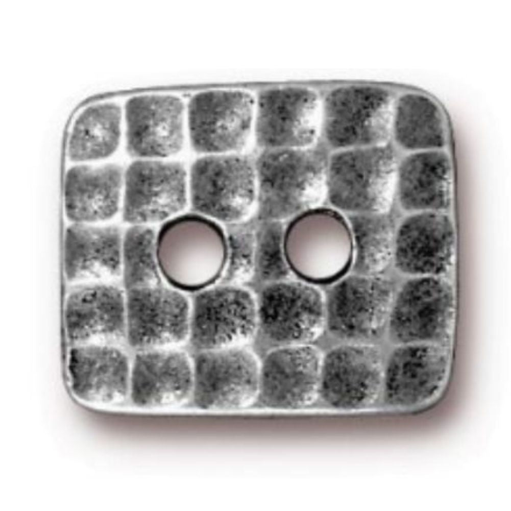 TierraCast Hammertone Rectangle Button, Antique Pewter